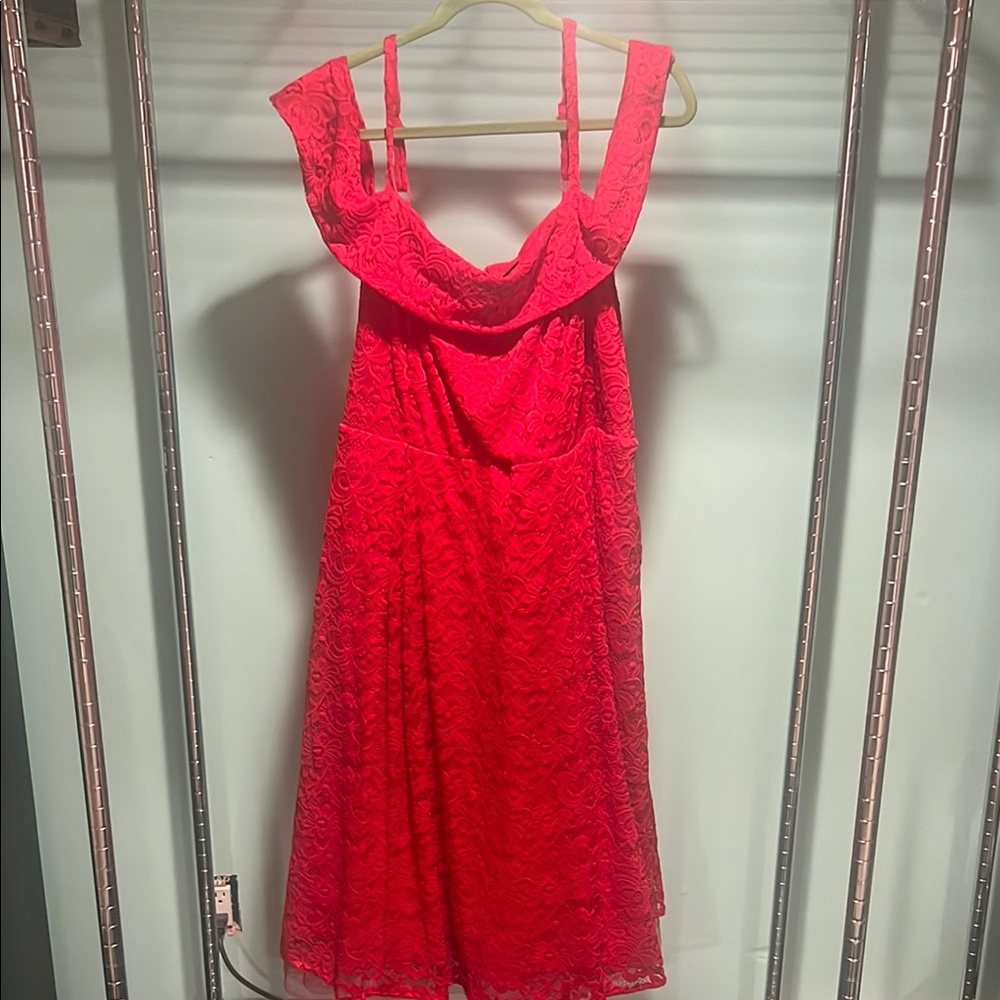 Vibrant Red Lace Dress